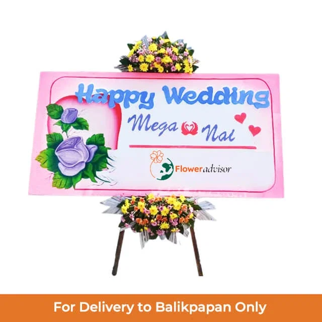 Papan Bunga Happy Wedding Pernikahan Simple